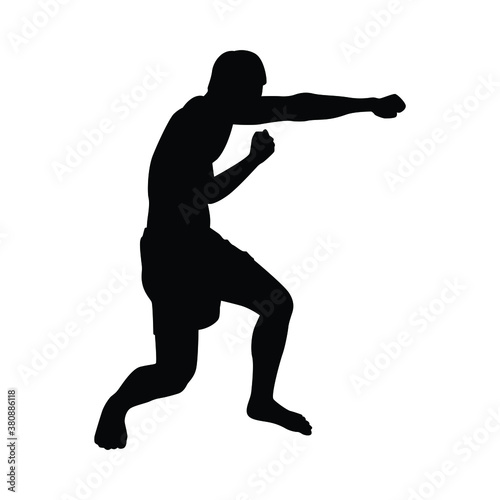 Thai boxer silhouette vector