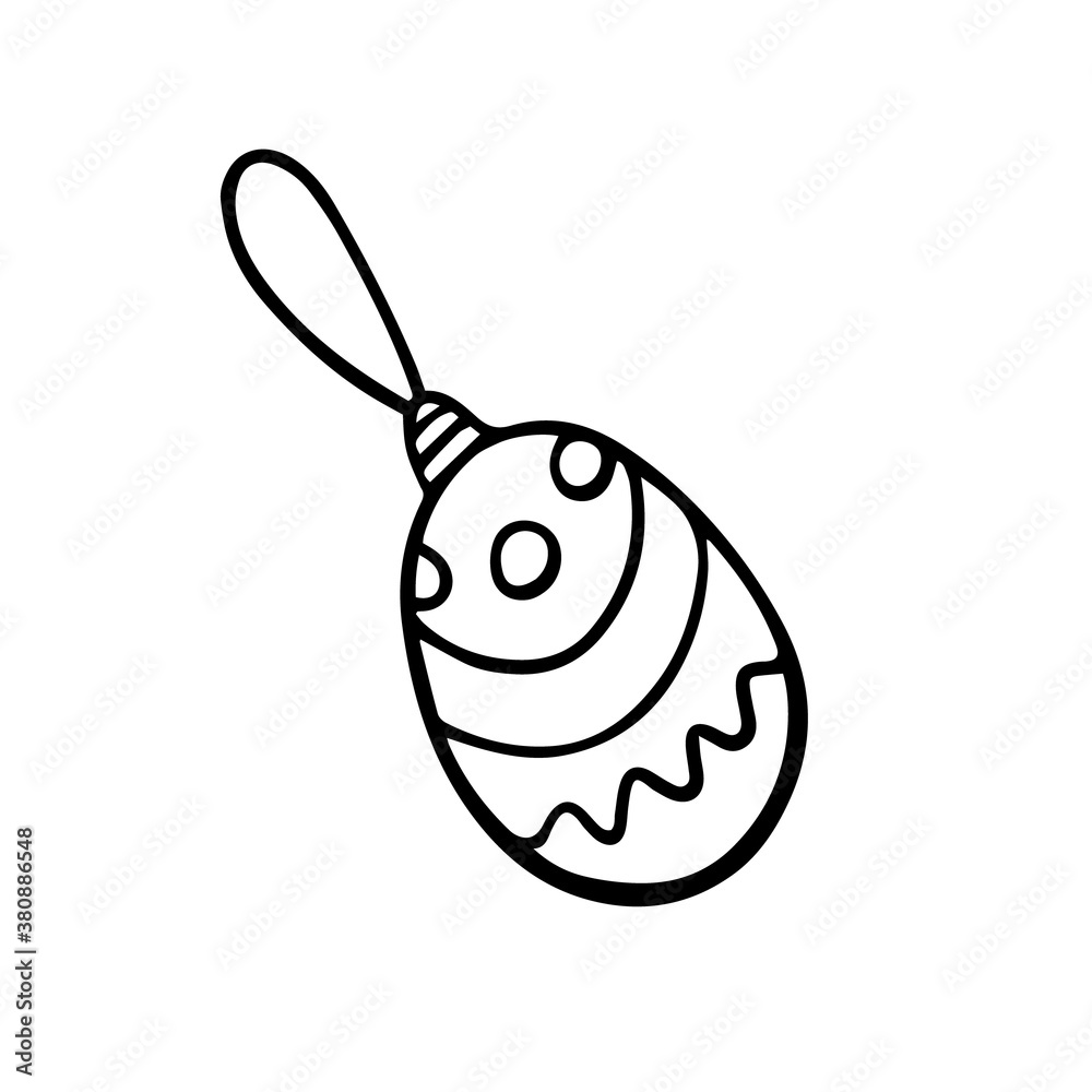 A needle toy doodle. Vector black-and-white illustration isolated on a white background. Christmas and New Year. A needle toy doodle. Vector black-and-white illustration isolated on a white background. Christmas and New Year.