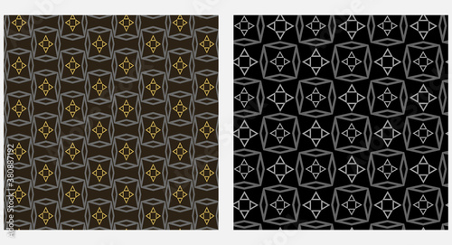 Geometric background pattern, wallpaper texture. Black, white and gold tones. Vector image