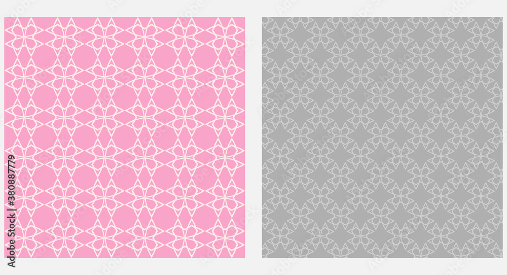 Simple geometric background patterns. Pink and gray tones. Wallpaper texture. Vector image