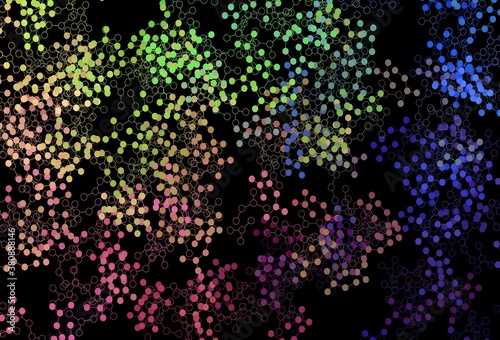 Dark Multicolor vector background with forms of artificial intelligence.