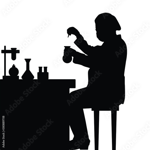 Scientist in lab silhouette vector