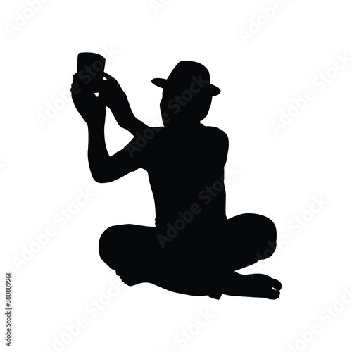 beggar man silhouette vector