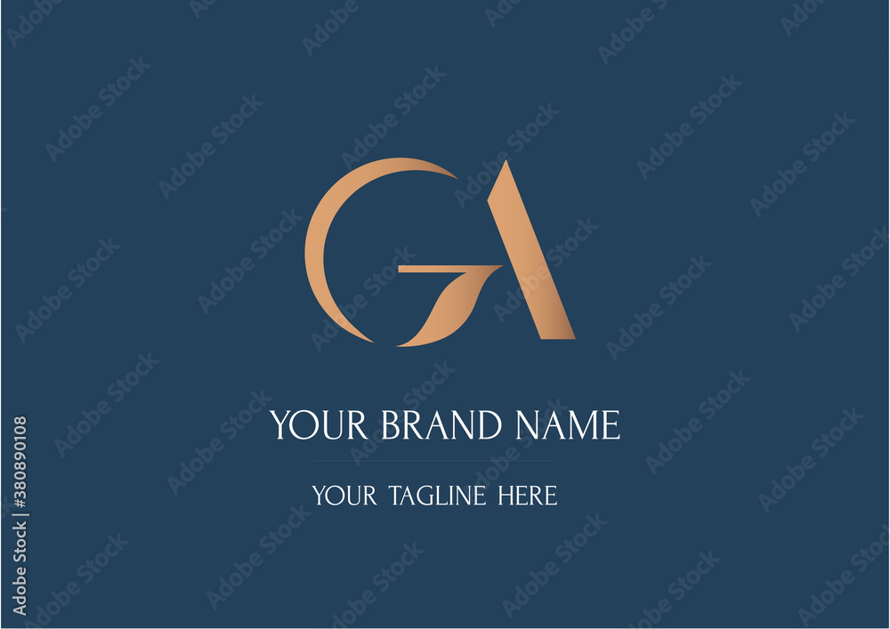 GA classical monogram. Logotype with initials for business
 - obrazy, fototapety, plakaty 