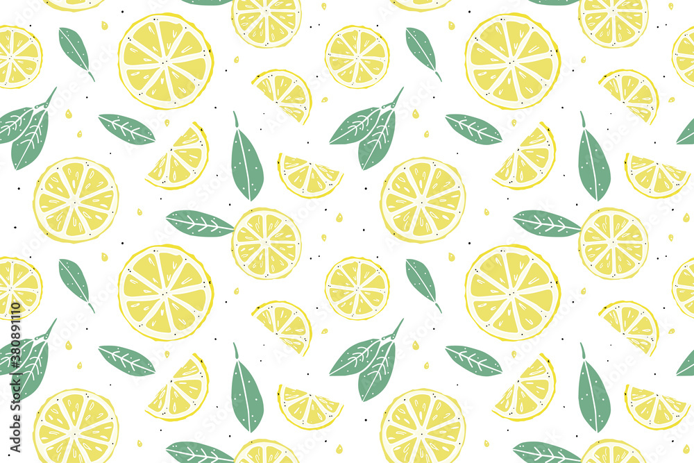 fresh cute lemon half seamless pattern on white fresh cute lemon half seamless pattern on white