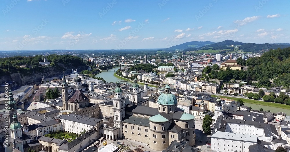 Aerial view of the city of Salzburg, Austria