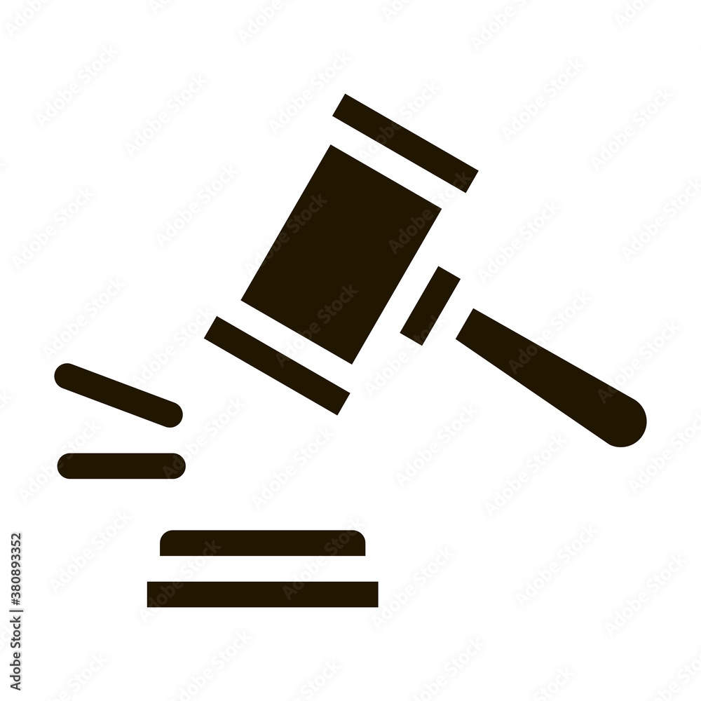 Court Gavel Law And Judgement Icon Vector . Contour Illustration