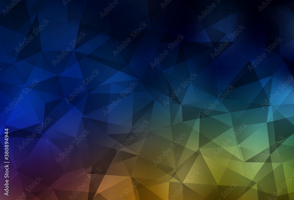 Dark Multicolor vector shining triangular backdrop.