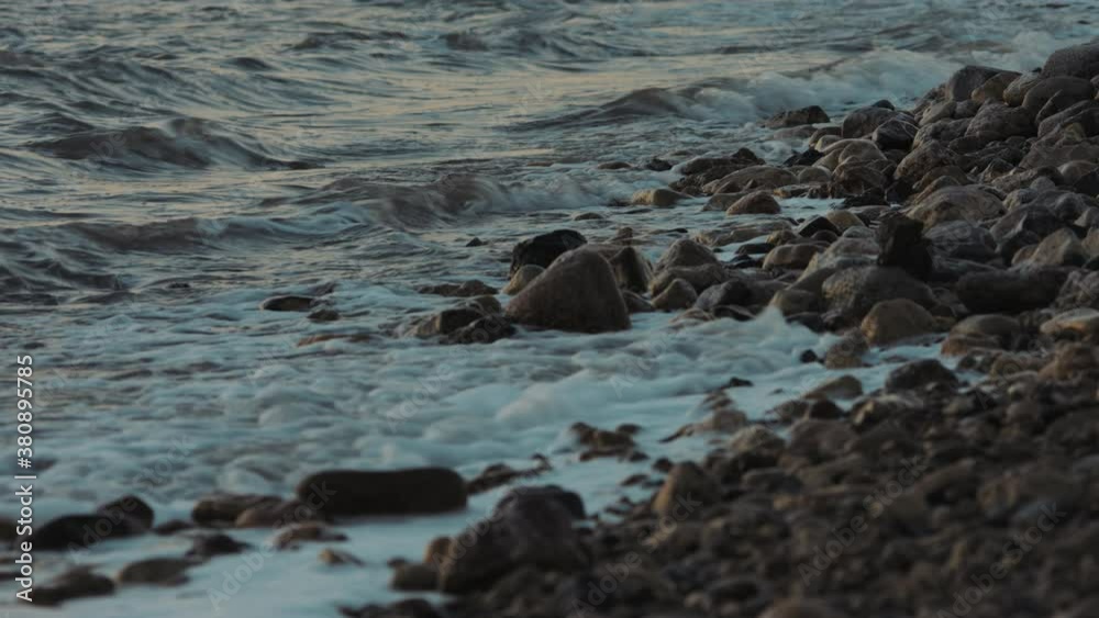 Dead sea - view for the dead sea waves with rocks. 4K Dead sea - view for the dead sea waves with rocks. 4K