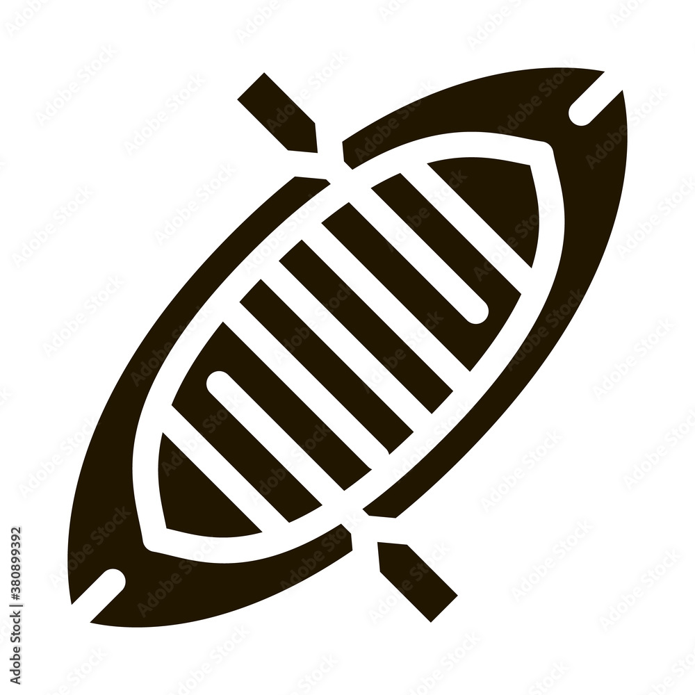 Inflatable Boat Canoeing Icon Vector . Contour Illustration