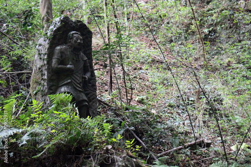 Statue of oni or holy figure around Onbara Falls in Beppu