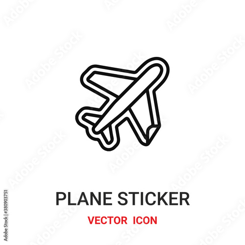 Plane vector icon. Modern, simple flat vector illustration for website or mobile app.Plane sticker symbol, logo illustration. Pixel perfect vector graphics	