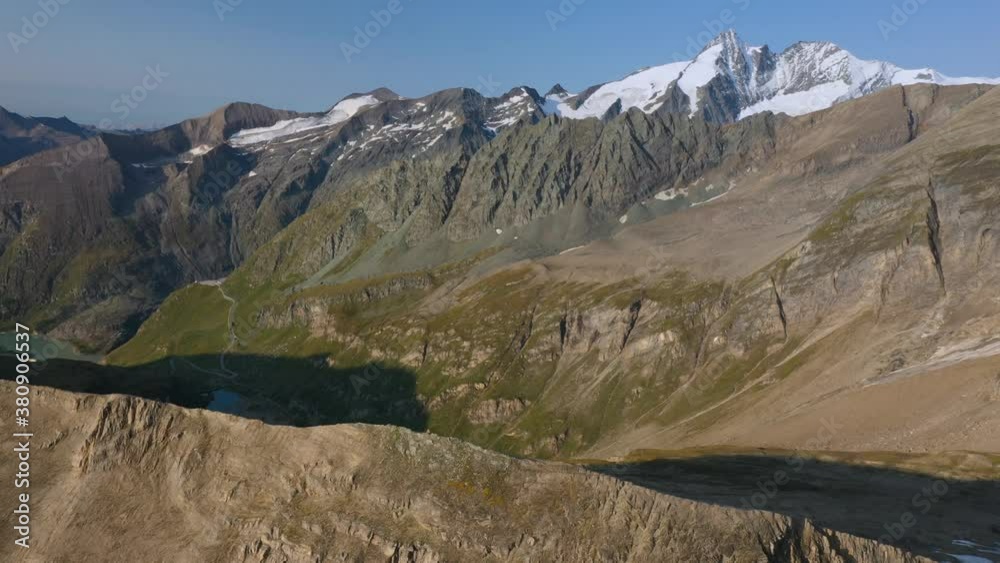 Flying to the famous Grossglockner Glacier, Pasterze, Hohe Tauern, Austrian Alps, Austria Flying to the famous Grossglockner Glacier, Pasterze, Hohe Tauern, Austrian Alps, Austria