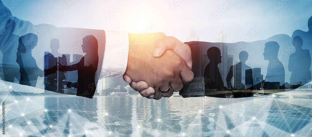 Abstract image of many business people together in group on background ...