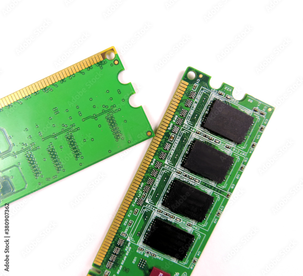 Computer memory modules on the white background Computer memory modules on the white background