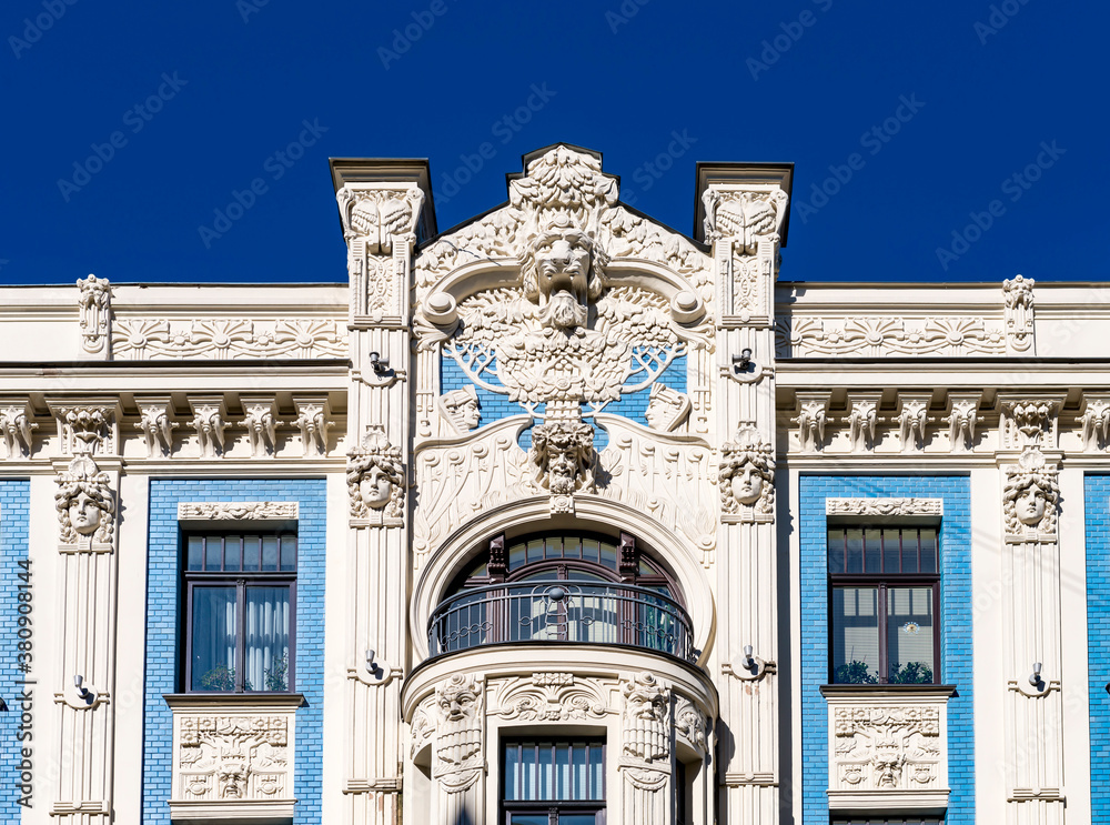 Facade of a house that was built in the early of 20 century,  old European city 