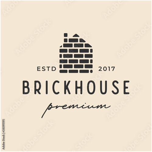 Brick house vintage retro hipster logo vector icon illustration
