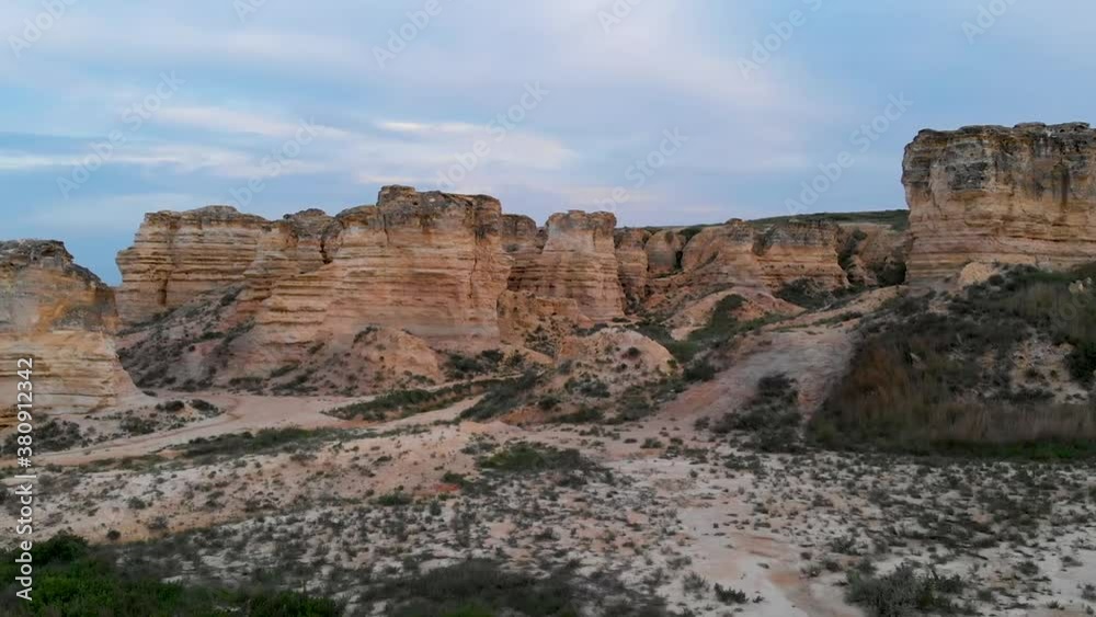 An aerial rising video Castle Rock badlands in western Kansas. An aerial rising video Castle Rock badlands in western Kansas.