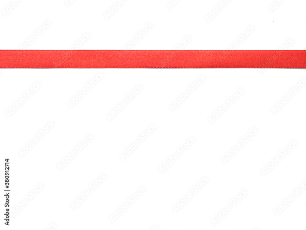 Red ribbon on white background with copy space for your text. Red ribbon on white background with copy space for your text.