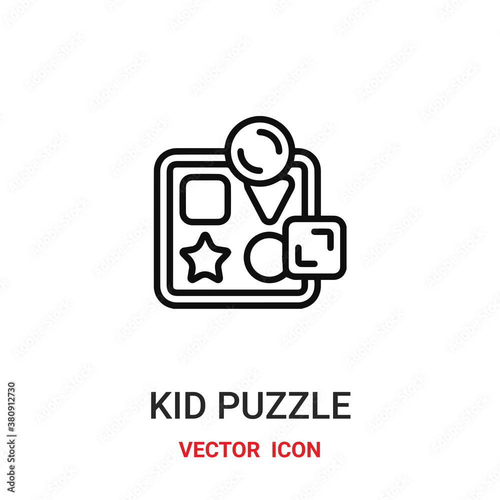 kid puzzle icon vector symbol. kid puzzle symbol icon vector for your design. Modern outline icon for your website and mobile app design. kid puzzle icon vector symbol. kid puzzle symbol icon vector for your design. Modern outline icon for your website and mobile app design.