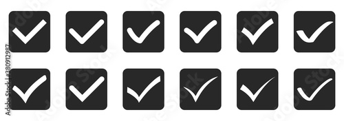 Set of check mark icons. Vector approved icons