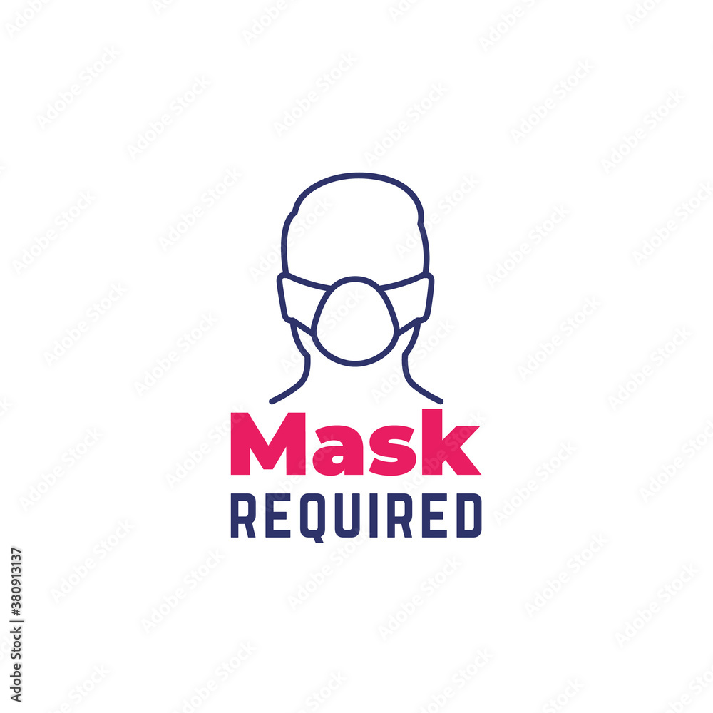 mask required sign with line icon