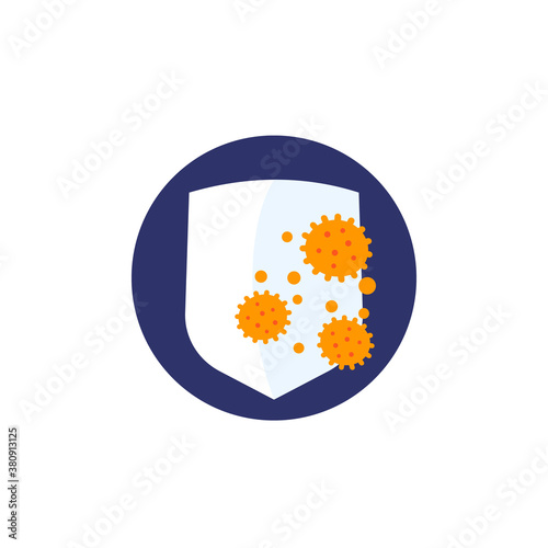 immune system, antibacterial protection icon with virus