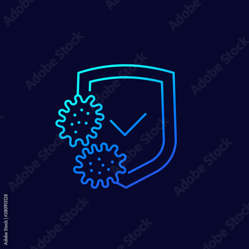 immune system, antibacterial protection linear icon