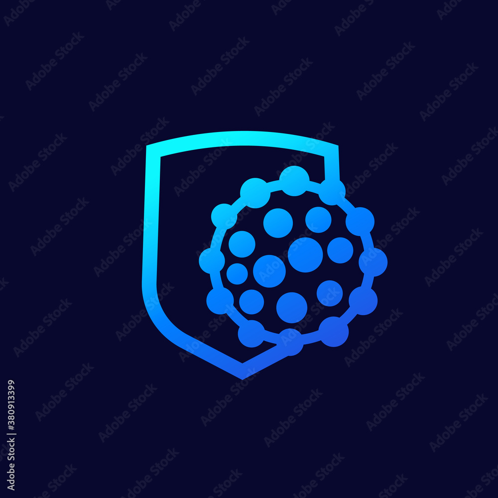 antibacterial protection, immune system icon with virus, vector antibacterial protection, immune system icon with virus, vector