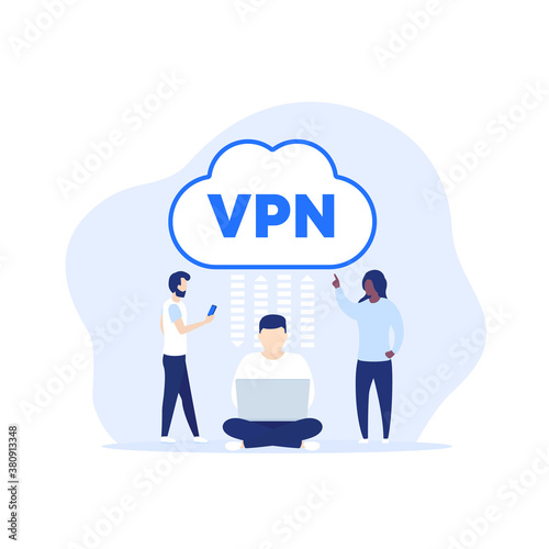 Vpn access vector illustration with people
