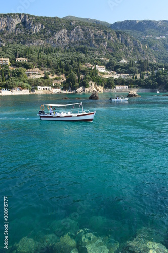 The stunning turquoise waters in the Ionian Sea around Corfu, Greece © ChrisOvergaard