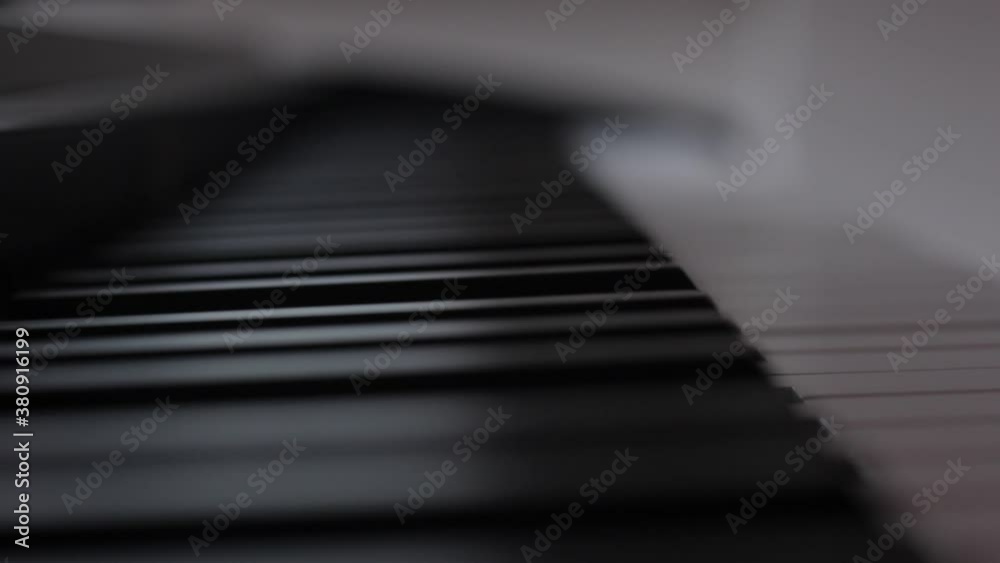 Keyboard Of Piano. Changing Focus On Keys. Close Up Keyboard Of Piano. Changing Focus On Keys. Close Up