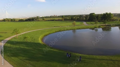 View from above at the Trammell Crow Lake, Trammell Crow Park, Dallas, Tx photo