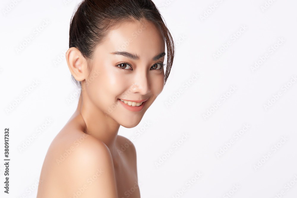 Beautiful young asian woman with clean fresh skin on white background, Face care, Facial treatment, Cosmetology, beauty and spa, Asian women portrait Beautiful young asian woman with clean fresh skin on white background, Face care, Facial treatment, Cosmetology, beauty and spa, Asian women portrait