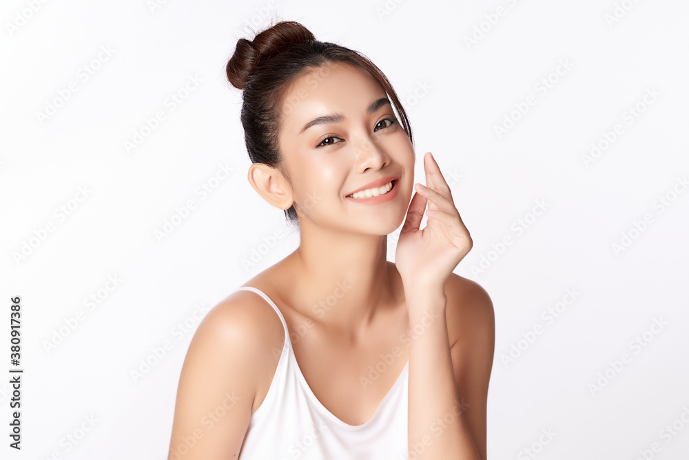 Beautiful young asian woman with clean fresh skin on white background, Face care, Facial treatment, Cosmetology, beauty and spa, Asian women portrait Beautiful young asian woman with clean fresh skin on white background, Face care, Facial treatment, Cosmetology, beauty and spa, Asian women portrait