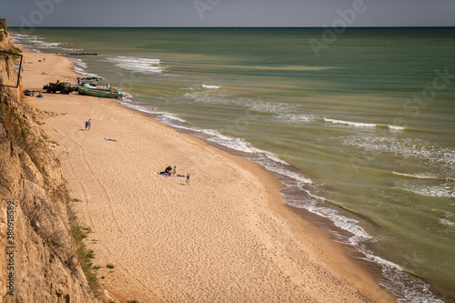 Picturesque view on Sanzhiika beach at autumn time. Odessa, Ukraine photo