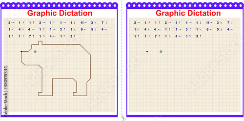 Copy the graphic image. Draw a bear. Worksheet for children