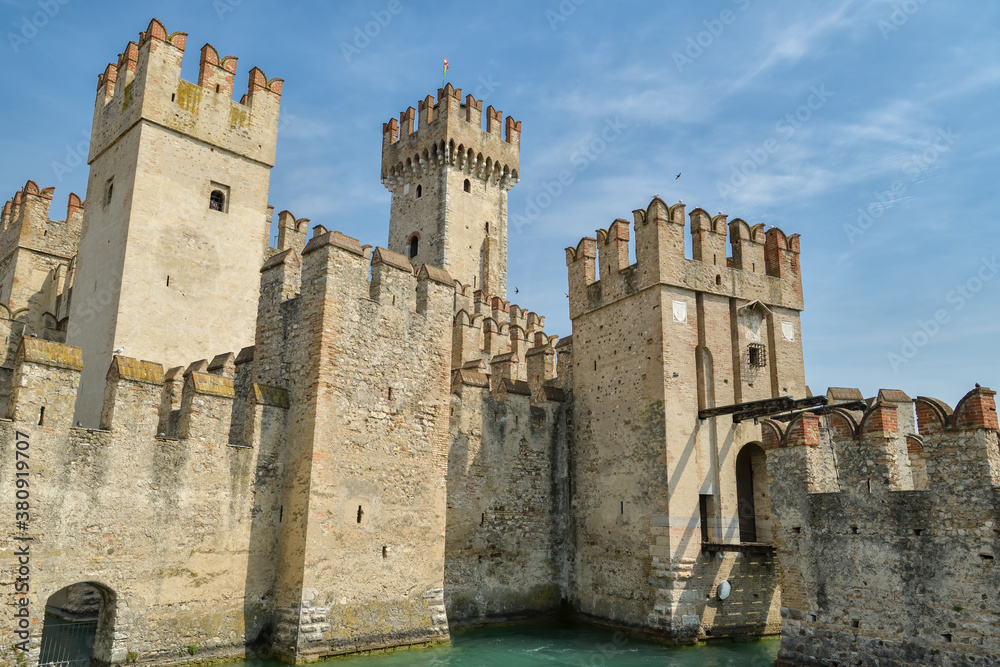 Castle Sirmione on beautifiul lake Garda in northern Italy