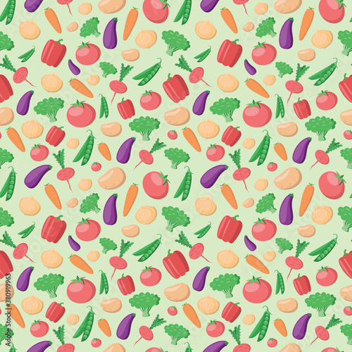 pattern of vegetables in minimal style on light background
