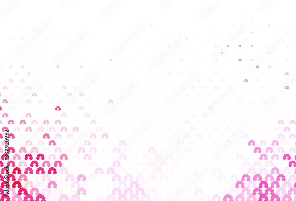 Light Pink vector background with rainbow symbols.