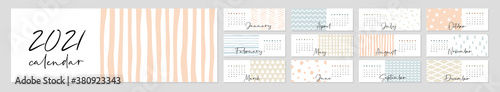 Calendar 2021. Yearly Planner with all Months.