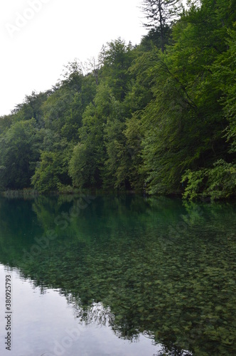 The beautiful turquoise waters of the Plitvice Lakes National Park in Croatia