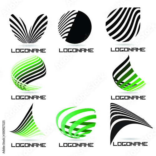 Unusual Logo Design with Stripes. Vector Illustration. 