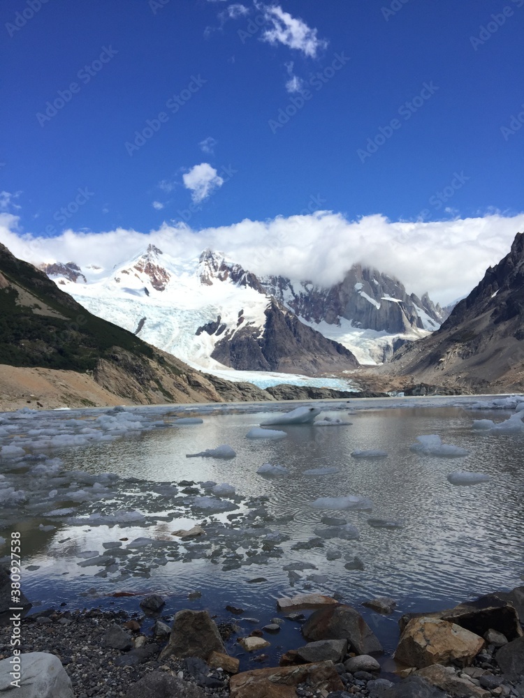 Hiking in Patagonia and the way to Cerro Torre in Argentina. 