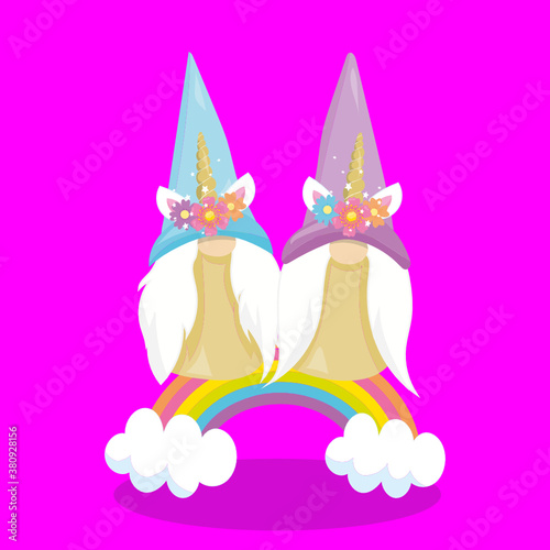 unicorn-gnome-twin-rainbow © Prettygrafik