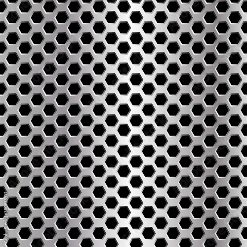 Honeycomb steel metal grid background, vector illustration