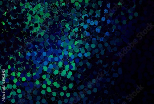 Dark Blue, Green vector background with bubbles. © smaria2015