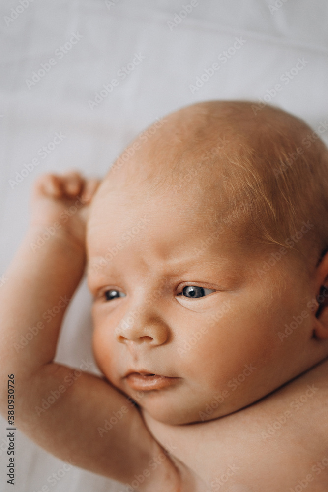 Portrait of adorable newborn baby girl, birth and childhood concept Portrait of adorable newborn baby girl, birth and childhood concept