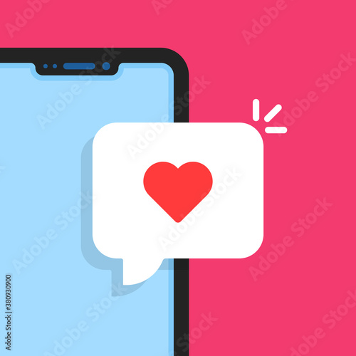love message with cartoon smartphone
