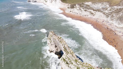 Stunning Drone shot of DurdleDoor - Jurassic Coast taken on a sunny day of 2020 photo